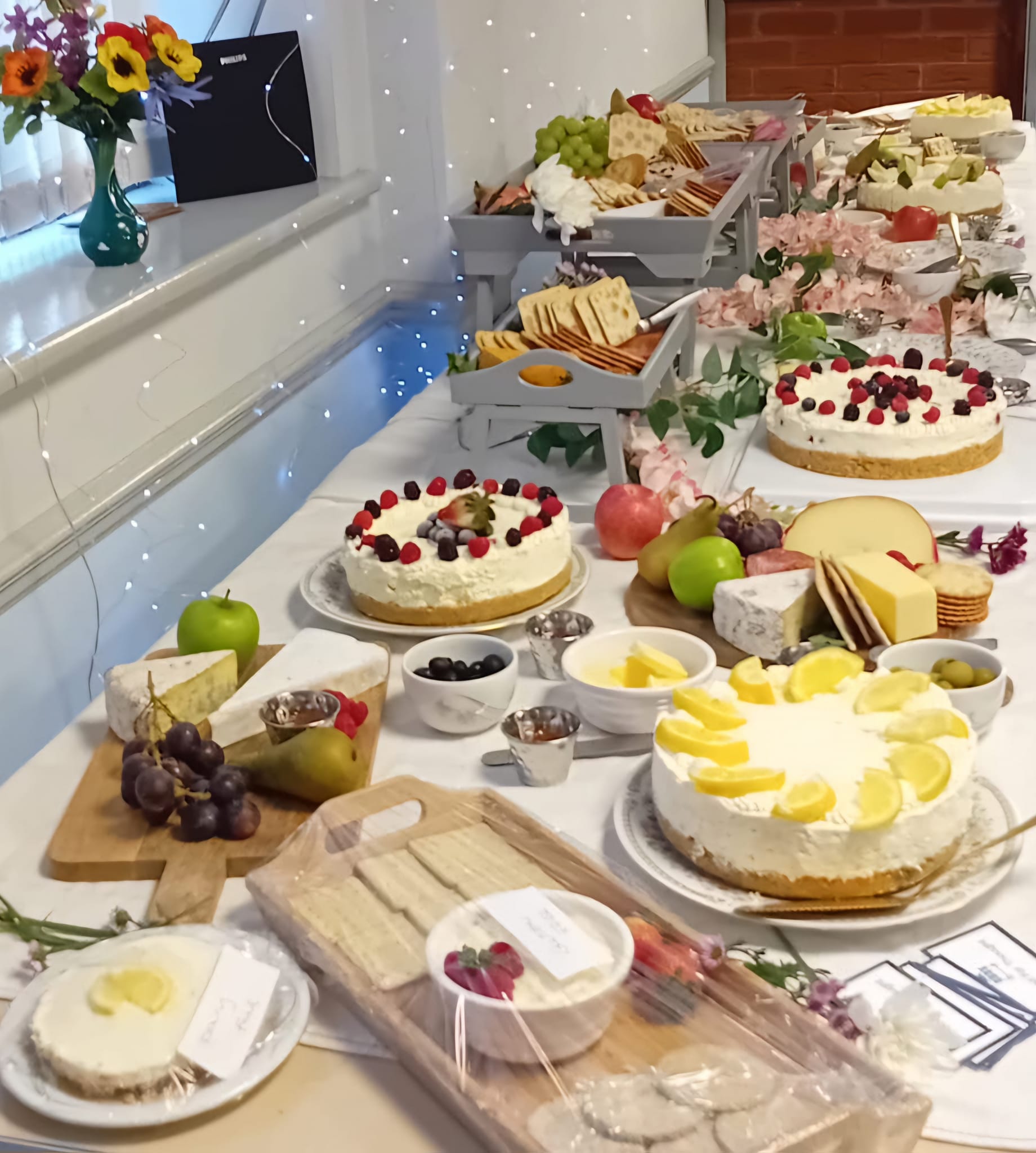 events food with cakes and fruit