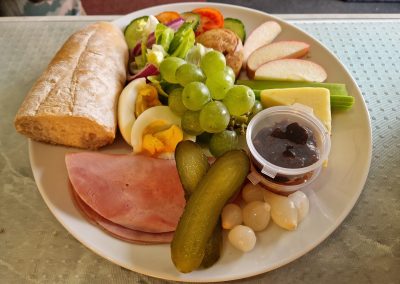 English Ploughman's with fruit, vegetables and bread